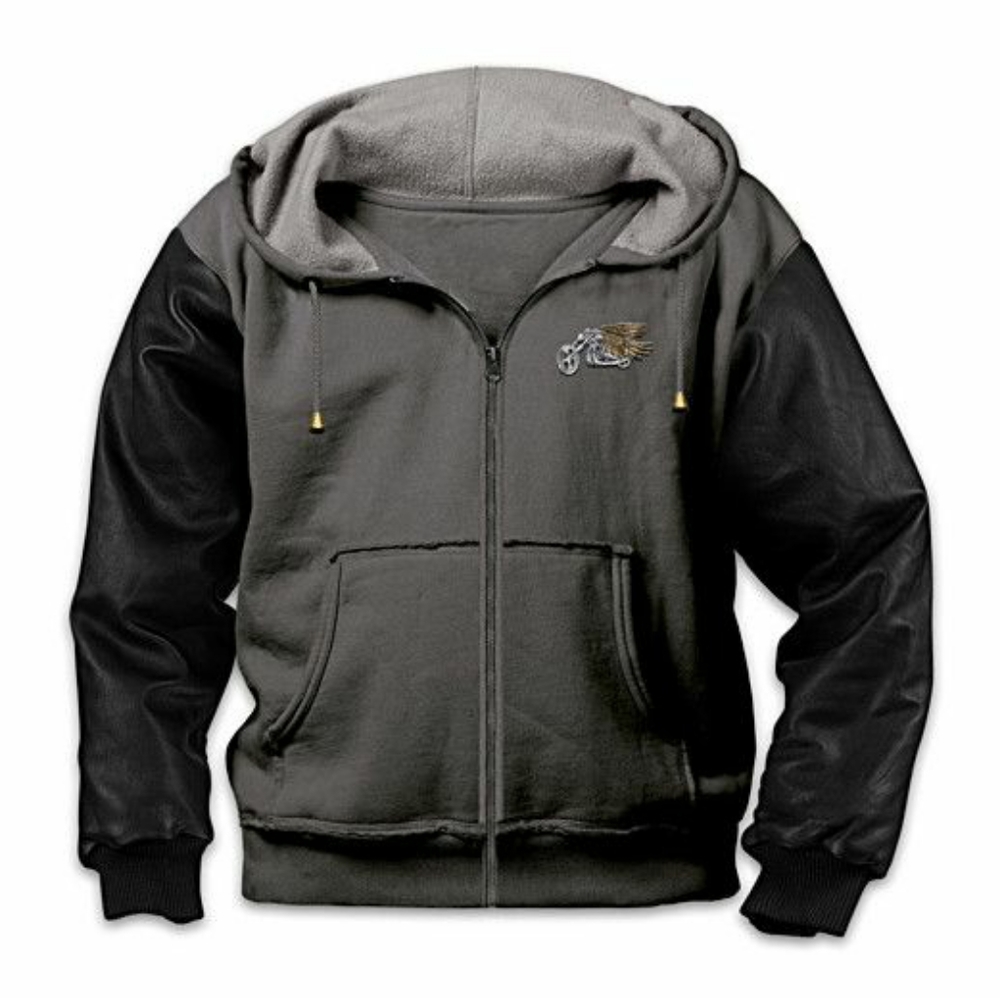 "Freedom Rider" Men's Hooded Biker Jacket NWT